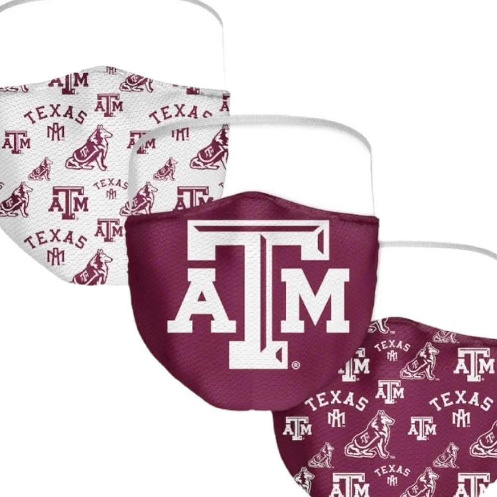 NEW in Package Texas A&M Aggies Face Masks Set of 3 One Size